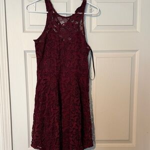 Material Girl Burgundy Lace Mini Dress